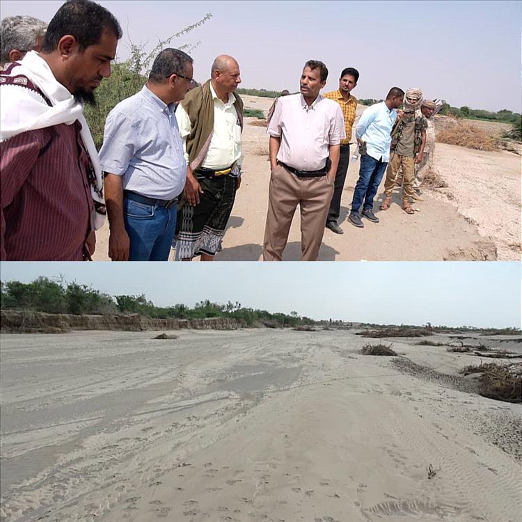 محافظ ابين ووكيل وزارة الزراعة والري يتفقدان عقمة  السادة  والعش وجسر الماس  و يناقشان إعادة تأهيلها .