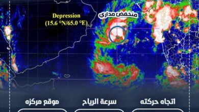 مركز التنبؤات الجوية يكشف آخر المستجدات حول المنخفض الجوي في بحر العرب